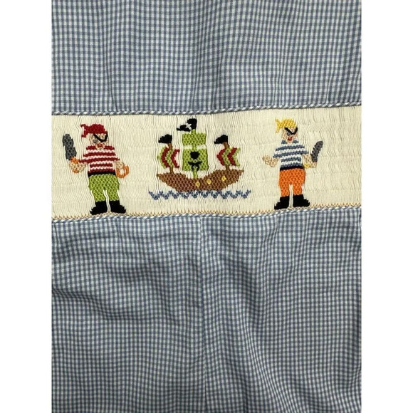 Southern Sunshine Kids Romper Pirates Ship 3T Snap Closure Gingham Sleeveless - Picture 8 of 8